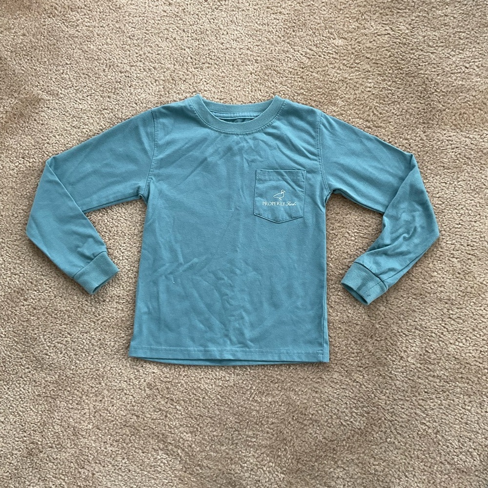 Teal Long Sleeve Kids Shirt with Pocket